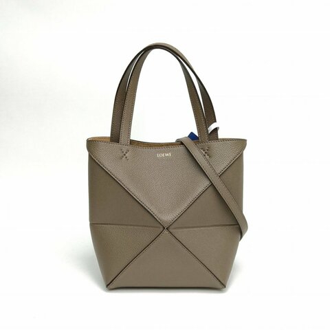 LOEWE 牛皮PuzzleFoldTotemini深卡其綠肩背包