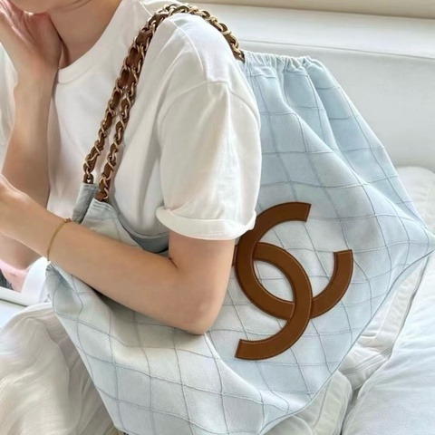 💠Chanel香奈兒 26M Coco Beach 牛仔沙灘hobo 單肩包子母包托特包 芯片款 44cm。
