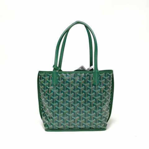 GOYARD Anjou雙面購物袋Mini綠色PVC銀扣肩背包