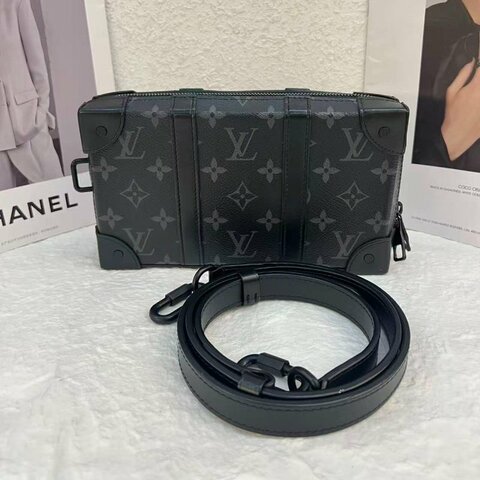 路易威登/Louis Vuitton Trunk Wallet 黒花盒子斜背包