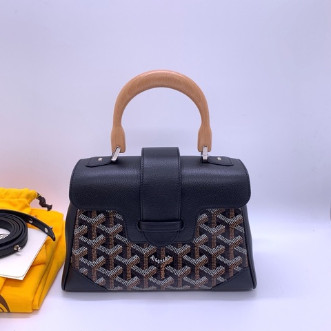Goyard 戈雅mini saigon迷你西貢包 黑色四季百搭 木質手柄 包身超輕 尺寸：20x8x15cm