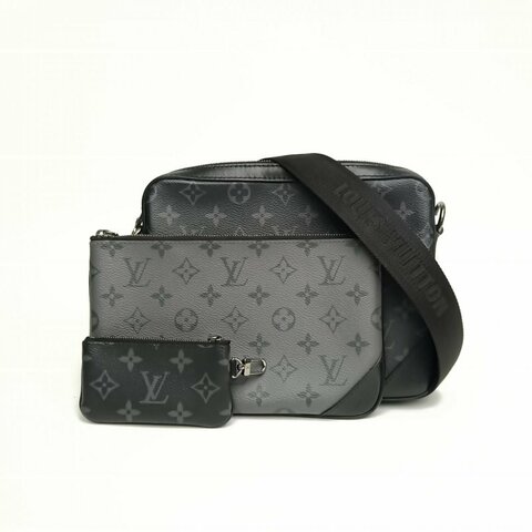LOUIS VUITTON Trio郵差包三合一黑色PVC老花2021肩背包