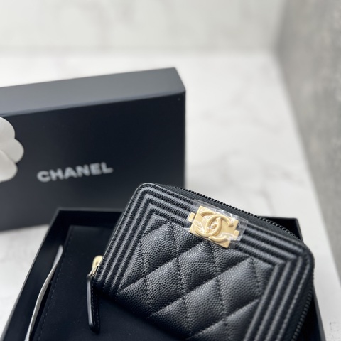 香緹國際精品 CHANEL LE BOY荔枝牛 拉鍊零錢包 保卡款 1122