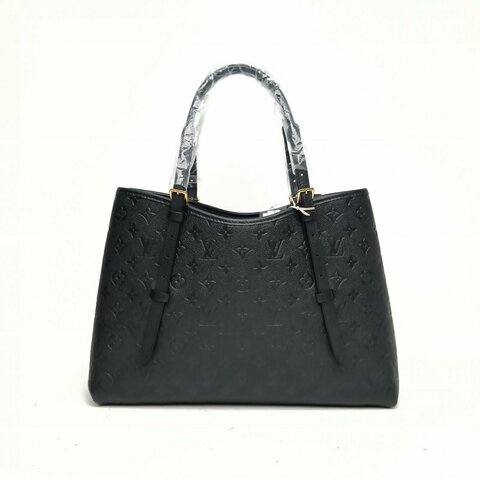 LOUIS VUITTON 黑色牛皮金扣晶片Babylone托特包肩背包