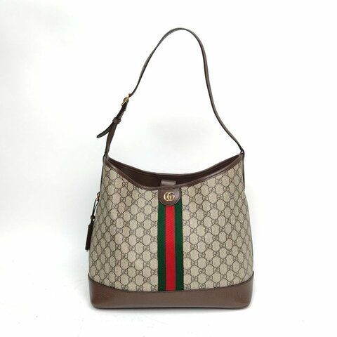 GUCCI 老花PVC金扣Ophidia水桶托特肩背包