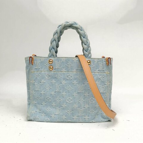 LOUIS VUITTON 藍色牛仔布金扣晶片LETGO小號手提斜挎包肩背包