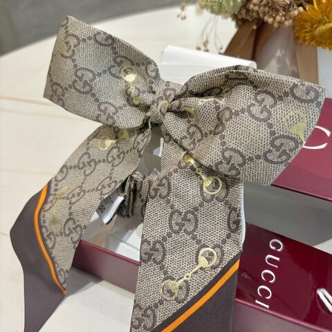 GUCCI GG 老花蜜蜂絲綢髮圈