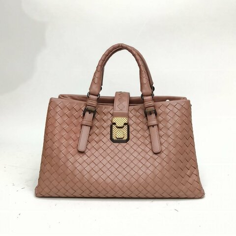 BOTTEGA VENETA Roma羅馬包小號棕色牛皮黑扣肩背包