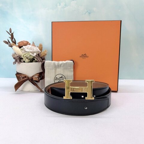 HERMES Constance H黑金雙面腰帶