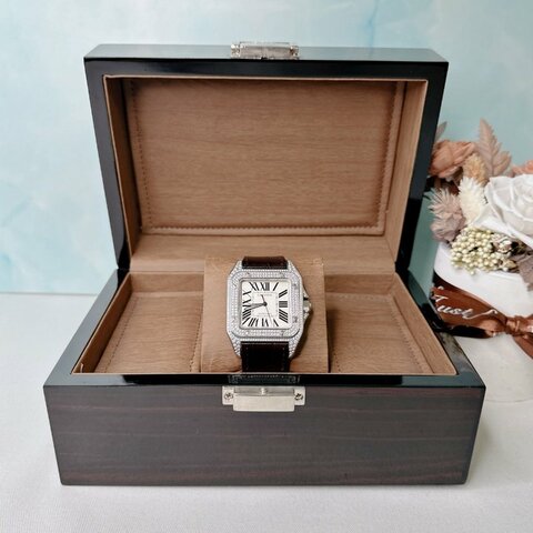 Cartier Santos 100山度士鑽錶