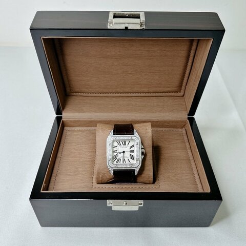Cartier 卡地亞 Santos 100山度士精鑲鑽錶