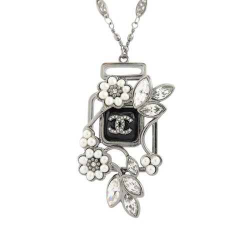 CHANEL 金屬/PVC No5 Perfume Bottle Necklace銀扣項鏈