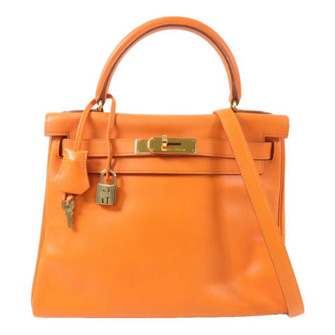 HERMES Swift皮革Kelly 28手挽肩背兩用袋Orange H