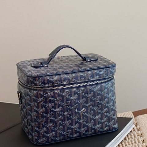 Goyard高雅德 藍色 手提化妝包