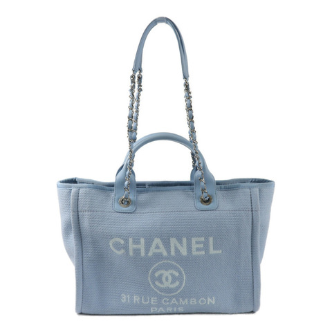 CHANEL 帆布Deauville Tote鏈帶手挽肩背兩用袋
