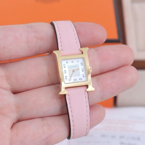 Hermès愛馬仕Heure H女士石英表HH1.102，21mm迷你號，錶帶後換， 配件盒子證