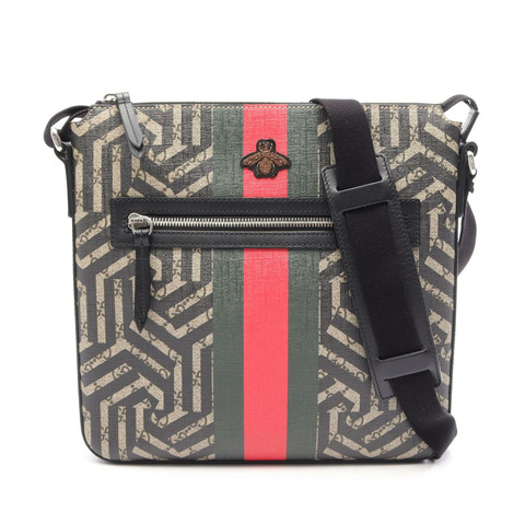 GUCCI GG Caleido Bee 肩斜背包 471466 帆布皮革 米色 二手
