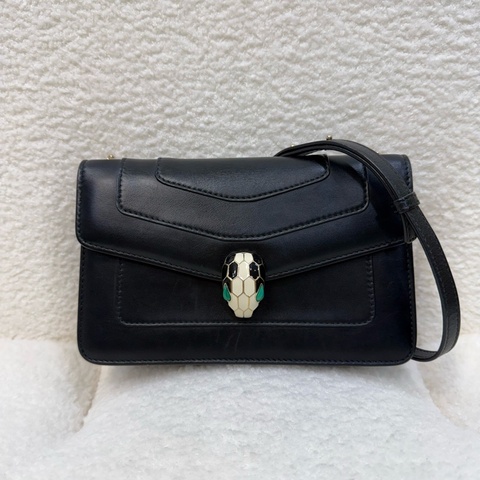 Bvlgari 黑牛皮蛇頭包