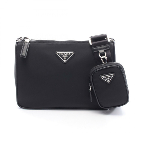 PRADA SAFFIANO TRAVEL 肩背包 2VH1132DMHF0002 尼龍皮革 黑色 全新 男女通用