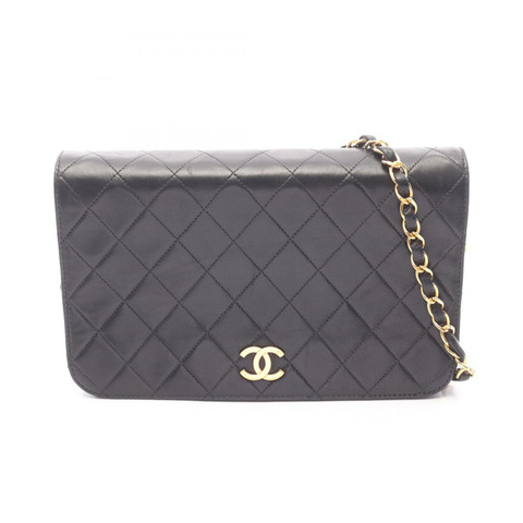 香奈兒 (CHANEL) 絎縫鏈條單背包 A03568 羊皮 黑色 二手 金色五金 CC