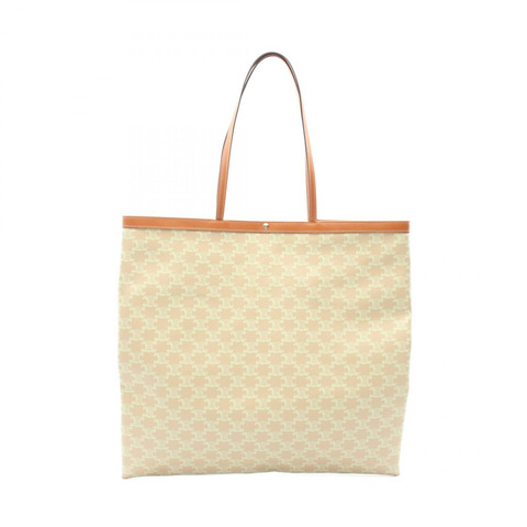 CELINE 大平底購物袋 Triomphe 手提包 123842O93GJQ4 帆布 米色 綠色 全新