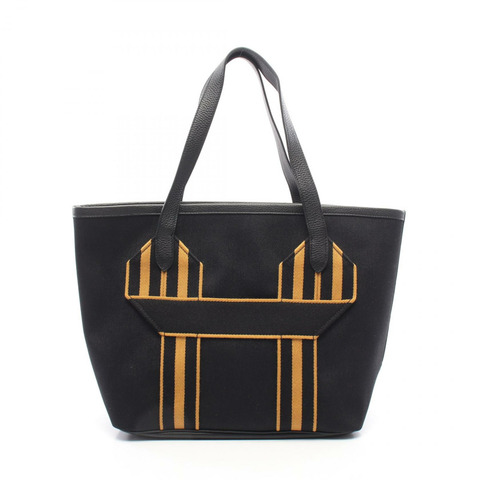 HERMES Pur Sangle 中型手提包單肩包 B 印花布軍用 Taurillon Clemence BK