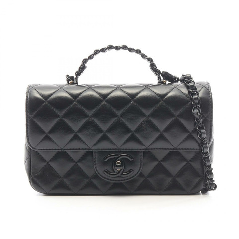 香奈兒 (CHANEL) 絎縫頂部手柄鏈條斜挎單肩包 AS5243 Lambski BK