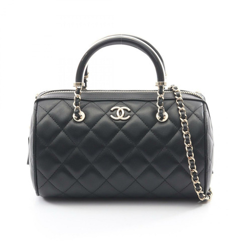 香奈兒 (CHANEL) 絎縫鏈條肩背斜背包 AP4411 羊皮黑色二手金色五金