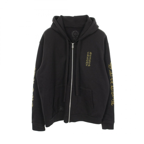 鉻心 (CHROME HEARTS) 直式款 logo 連帽衫 #M 碼 棉 黑色 二手 男款