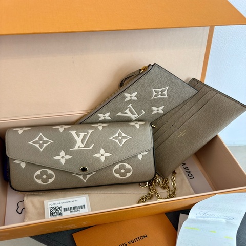 極新LV斑鳩灰Félicie Pochette全皮三合一金鏈斜背包M82610