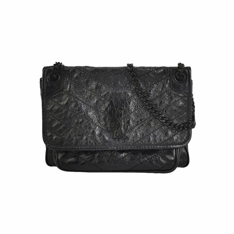 Saint Laurent Niki中號油蠟皮純色V紋絎縫YSL標誌單肩包