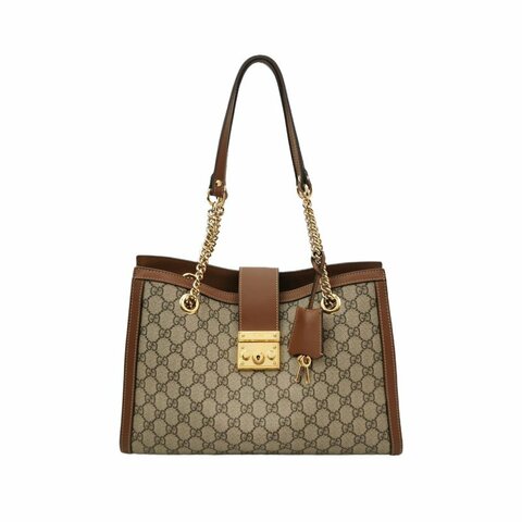 Gucci Padlock中型牛皮GG老花鎖扣單肩包