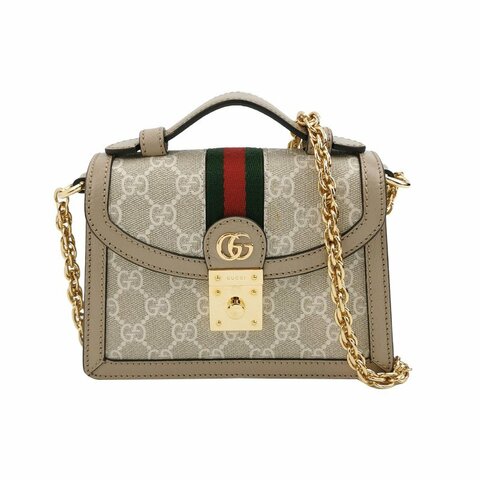 Gucci Ophidia迷你牛皮帆布GG老花條紋雙G斜背包單肩包