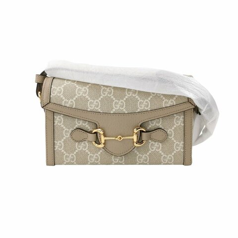 Gucci 1955迷你牛皮GG老花馬銜扣斜背包單肩包