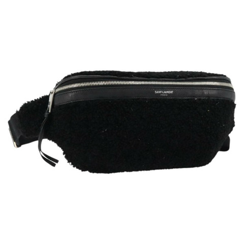 SAINT LAURENT Bore 腰包 棉質 黑色 銀色 正品 179295A