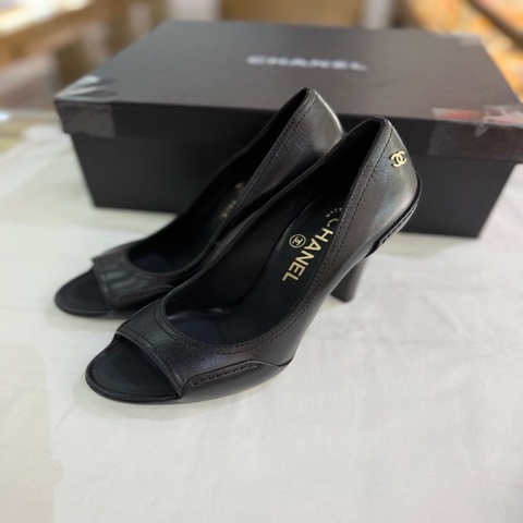 Chanel 香奈兒魚口高跟涼鞋 鞋子37碼 僅室內試穿