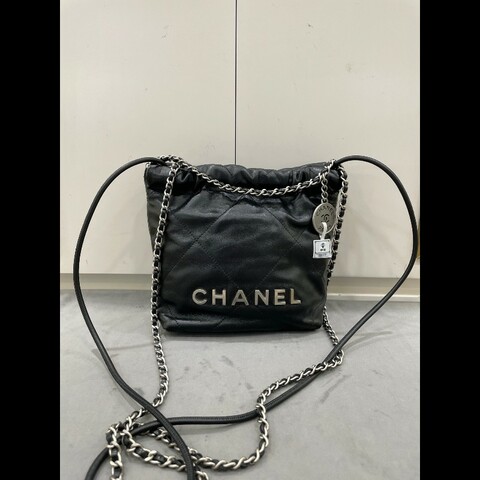 香奈兒 Chanel 黑銀22bag mini垃圾袋