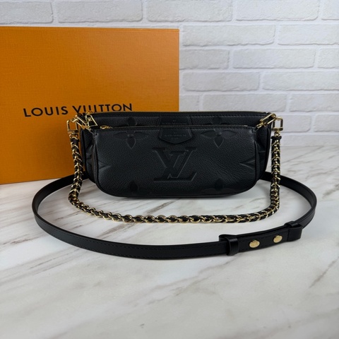 LOUIS VUITTON 路易威登  Multi Pochette Accessoires 黑色壓紋四合一斜背包 M80399