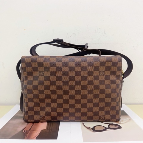 路易威登 Louis Vuitton 棕色棋盤格公文手提單肩包
