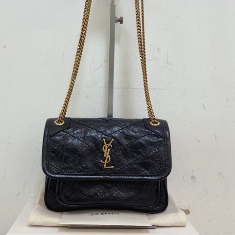 Ysl 聖羅蘭 Niki mini 黑金 油蠟皮 單肩斜挎包 尺寸18*13