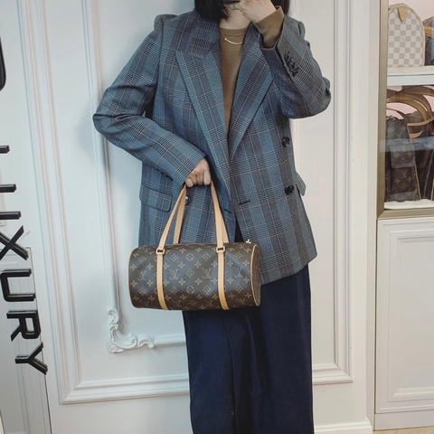LV 路易威登 原花 Monogram Papillon 30 圓桶子母包 肩背包 M51385