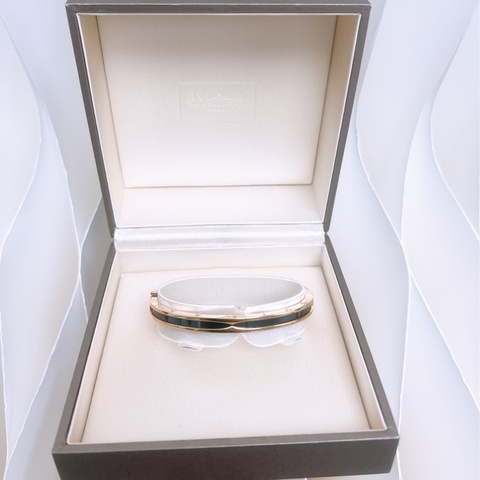 Bvlgari b.zero1 18K玫瑰金黑陶瓷手環/手鐲 M