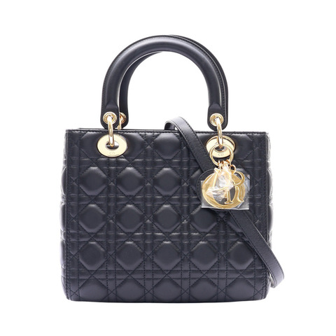 黑色 羊皮 Lady Dior 中型 兩用包【Dior 迪奧】 M0565ONGE_M900