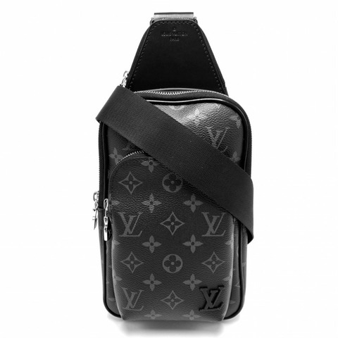 路易威登 Avenue Sling Bag PM 男士斜挎包，M47137，Monogram Eclipse 圖案，黑色，銀色五金配件