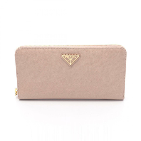 PRADA SAFFIANO TRIANG Around 長版皮夾 1ML506QHHF0236 皮革 米色 全新