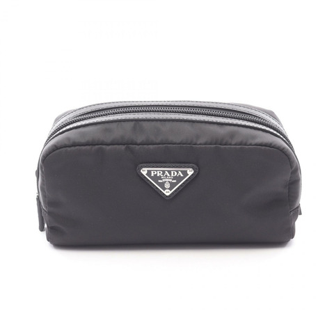 PRADA 三角標誌手拿包 2NA0452DMHF0002 尼龍 Saffiano 皮革 黑色 全新 男女通用
