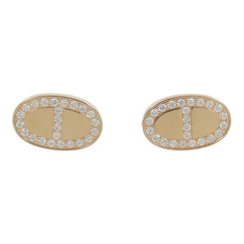 HERMES 18K玫瑰金Chaine d'ancre Contour Stud Earrings鑽石耳環