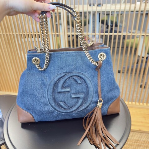 古馳/GUCCI 流蘇牛仔托特包 尺寸36