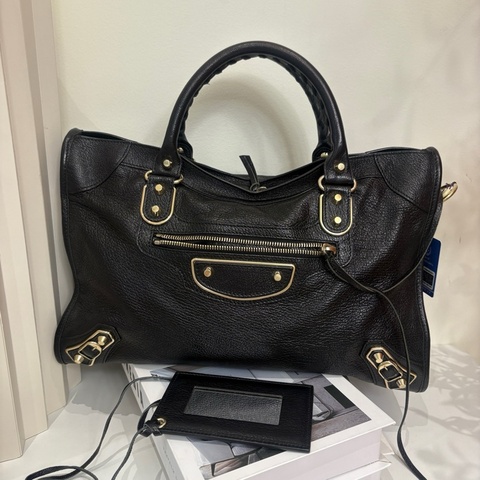 巴黎世家/Balenciaga 黑金機車包手提包單肩包斜挎包 中号