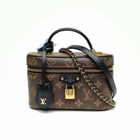 LOUIS VUITTON Vanity化妝包ChainPouch老花PVC金扣晶片肩背包